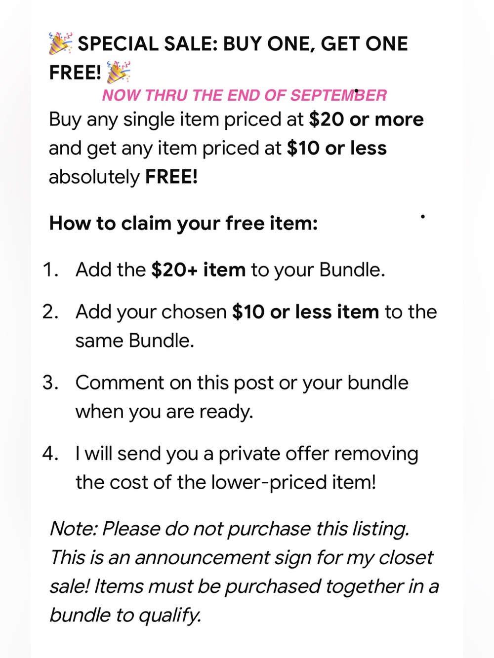 Special Sale: Buy One, Get One Free Announcement